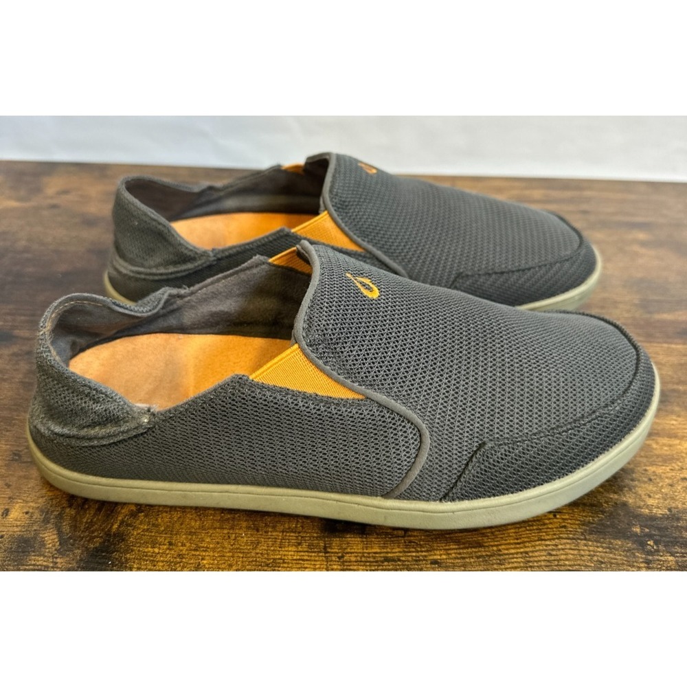 OluKai Nohea Mesh Mens 8 Dark Shadow Grey Slip On Shoes Drop-In Heel 10188-4H4H - Picture 13 of 16